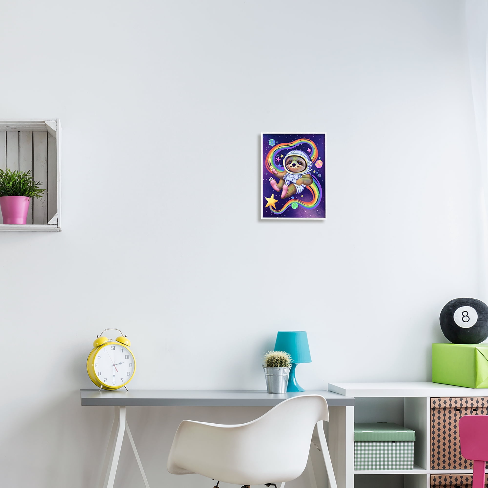 Stupell Industries Sloth in Outer Space Animals & Insects Painting White Framed Art Print Wall Art, 11 x 14