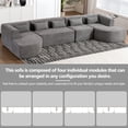 thumbnail image 3 of Tabaray Modular Sofa, Convertible Sectional Sofa with Curved Chaise, Minimalist Sponge Cloud Floor Couch,  Boucle Upholstered Combination Sleeper Sofa Bed for Living Room, Apartment (Light Gray), 3 of 11