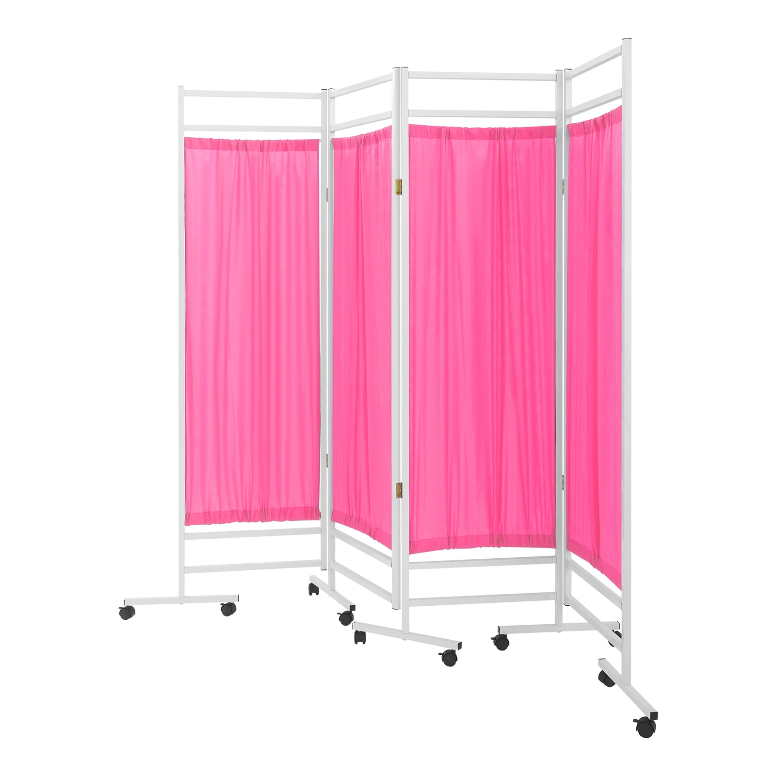 4-Panel Medical Room Divider, Medical Privacy Screen, Portable and Foldable Medical Room Divider Pink