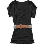 Susie Rose Juniors' Plus V-Neck Dolman Top with Belt