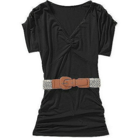 Susie Rose Juniors' Plus V-Neck Dolman Top with Belt
