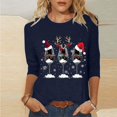 thumbnail image 1 of TSADFHJI Hauts pour Femmes Manches Longues Fantaisie 2024 T-Shirt de Noël Décontracté Rouge Verre Graphique T-Shirt Mode Manches 3/4 Col Rond m Marine, 1 of 5