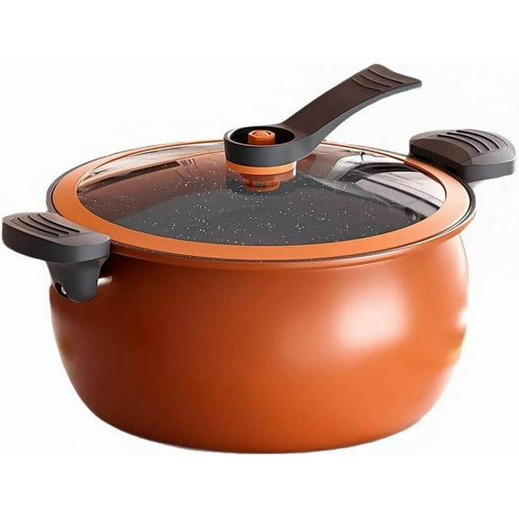 Multifunctional Large Capacity Non-stick Pressure Cooker: 8QT Family-Size | Non-Stick Surface | Visual Glass Lid | Safety Valve | Fast Cooking Pot for All Stovetops (Gas/Induction/Electric)