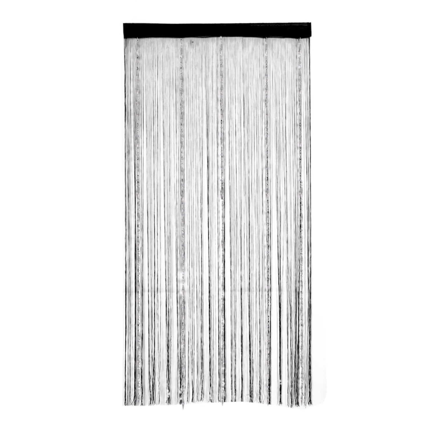 PiccoCasa Beaded Door Curtain Tassel Room Divider for Home, Black, 39
