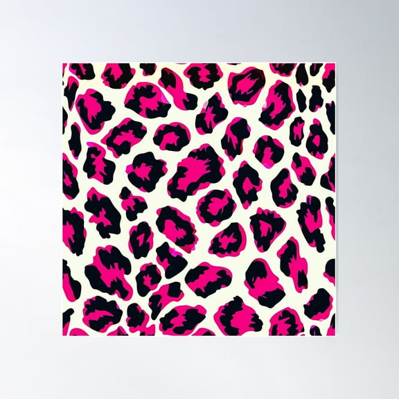 Pink And Black Leopard Print Poster Wall Art, Modern Wall Decor For Living Room Bedroom, 17x17 UNFRAMED