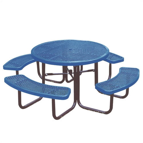 Round Picnic Table With Diamond Pattern, Round Picnic Table With Umbrella Hole