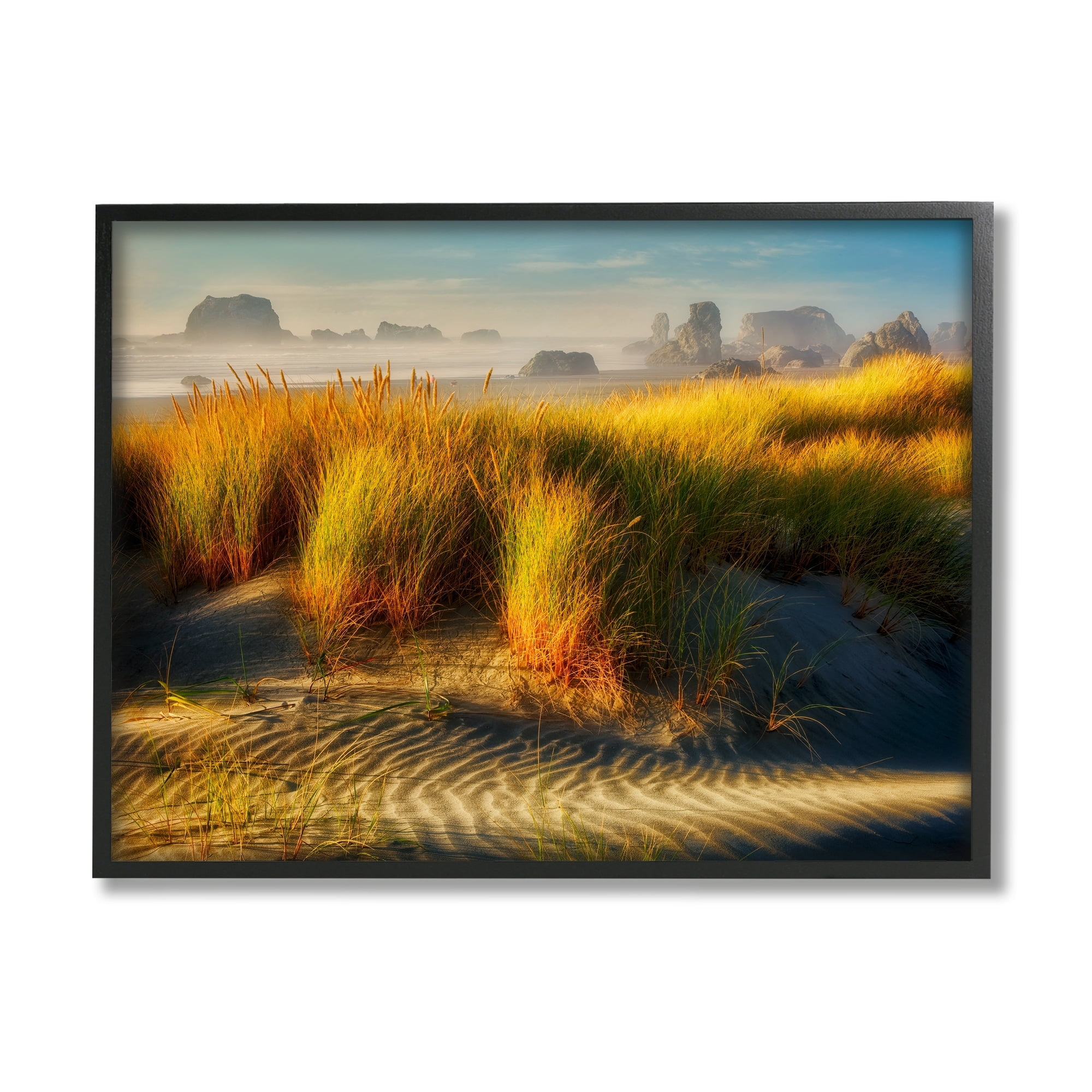 Stupell Industries Sand Ripples Beach Landscape Coastal Photography Gray Framed Art Print Wall Art
