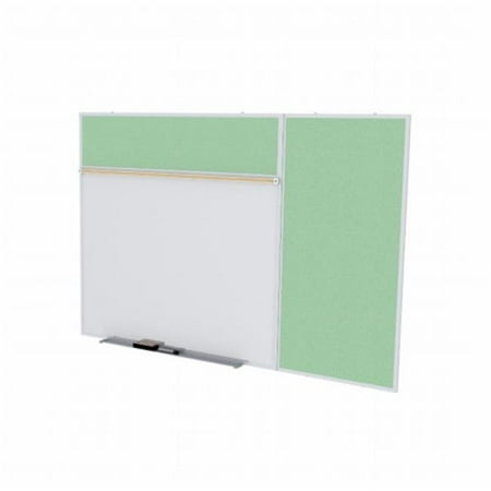 Unity Mint - Ghent SPC410B-V-189 4 ft. x 10 ft. Style B Combination Unit - Porcelain Magnetic Whiteboard and Vinyl Fabric Tackboard - Mint