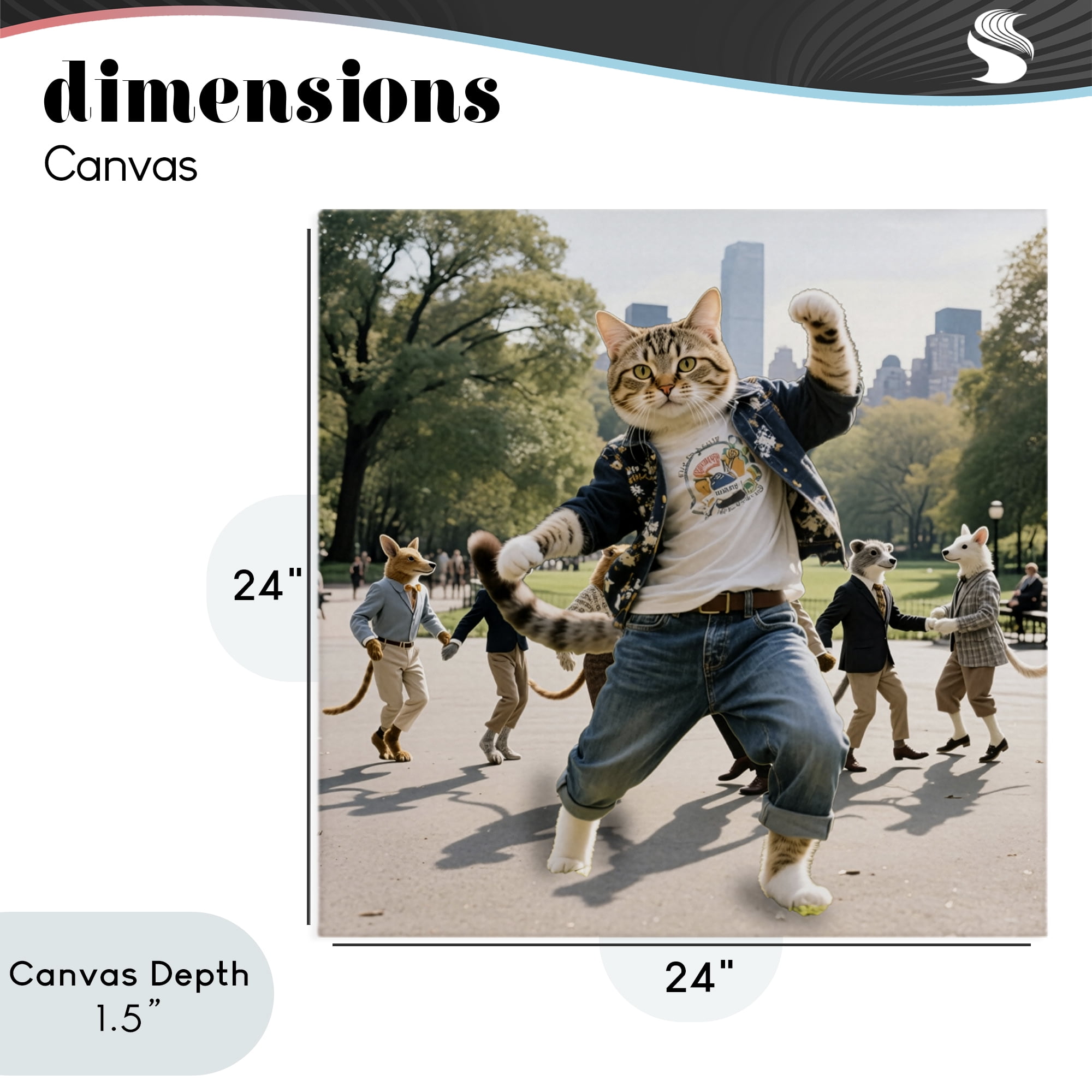 Stupell Industries Stylish Cat Dancing in Park Canvas Wall Art, design by CAD Designs