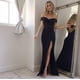 thumbnail image 2 of L Vestidos de fiesta elegantes de verano, vestido largo de noche con cuello oblicuo y hombros descubiertos, vestido elegante para invitados de boda para mujer, 2 of 3