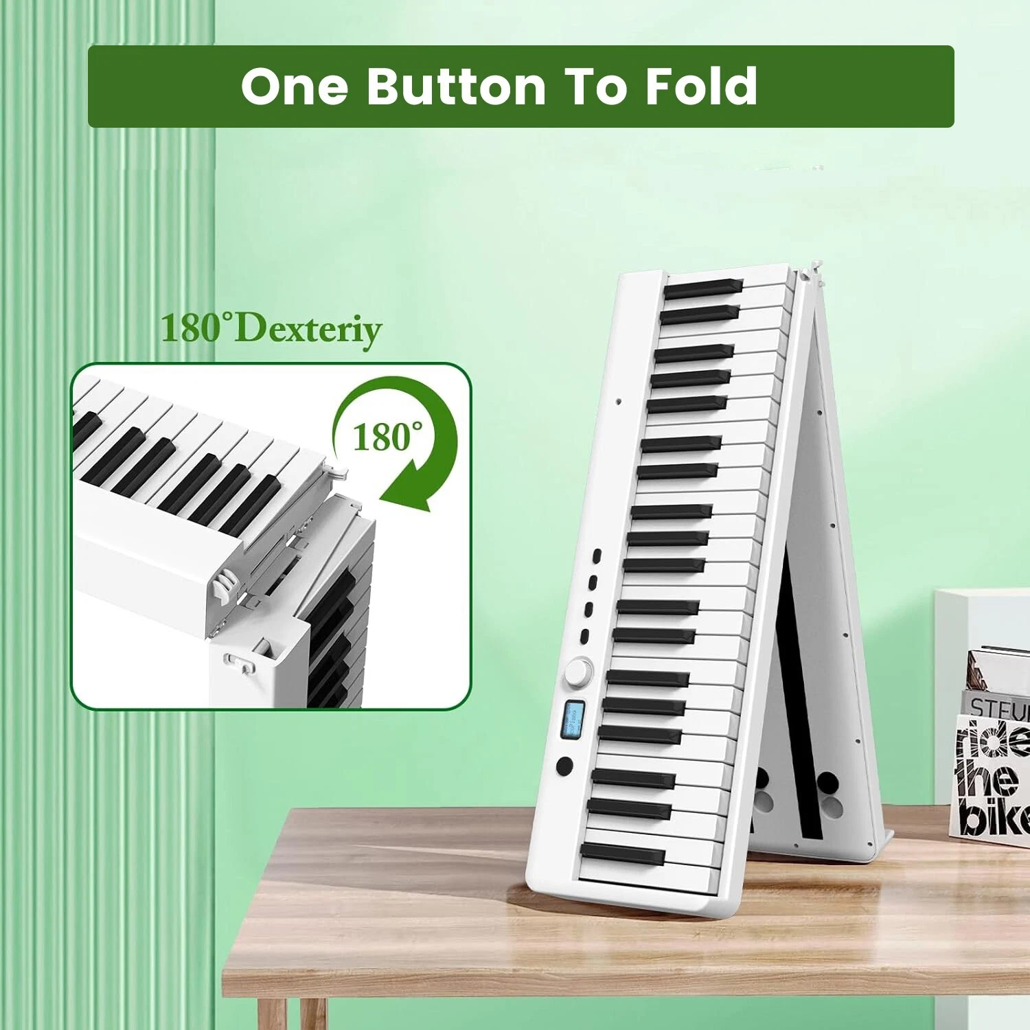 iMeshbean 88 Key Electric Piano Keyboard Foldable Semi Weighted Full Size Key w/Pedal & Bag, White