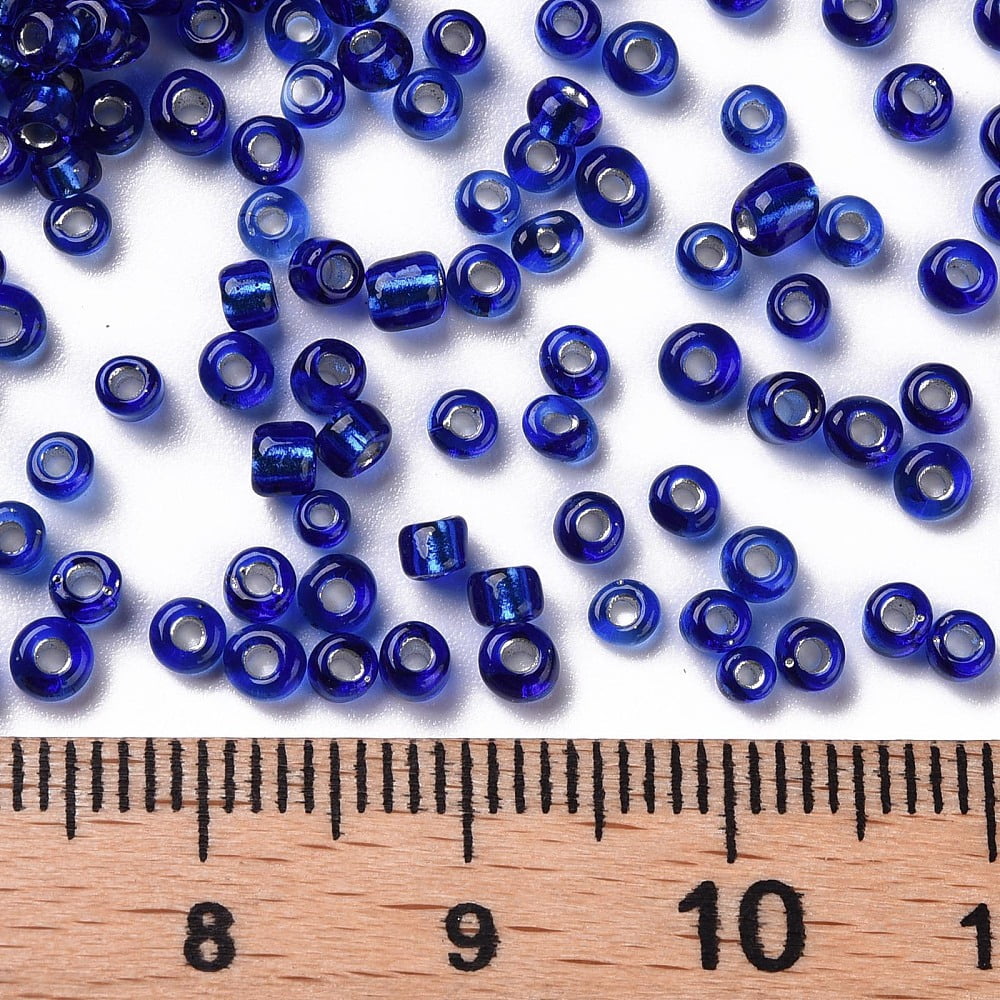 8/0 Glass Seed Beads Silver Lined Round Hole Round Blue 3mm Hole: 1mm about 10000 beads/pound
