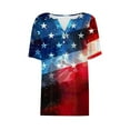 thumbnail image 5 of Odbmxy 4th of July T Shirt Women V-Neck Elbow-Length Plus Size Womens Tops Summer Button Casual Vacation Loose Stars Tops, 5 of 5