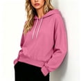 thumbnail image 6 of Atogsazn Womens Oversized Cropped Hoodies Casual Long Sleeve Hooded Sweatshirt Fall Winter Tops with Pocket Pink XL Fashion, 6 of 6