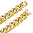 thumbnail image 2 of 14.6mm 14k Yellow Gold Plated Flat Cuban Link Curb Chain Necklace, 24 inches, 2 of 7