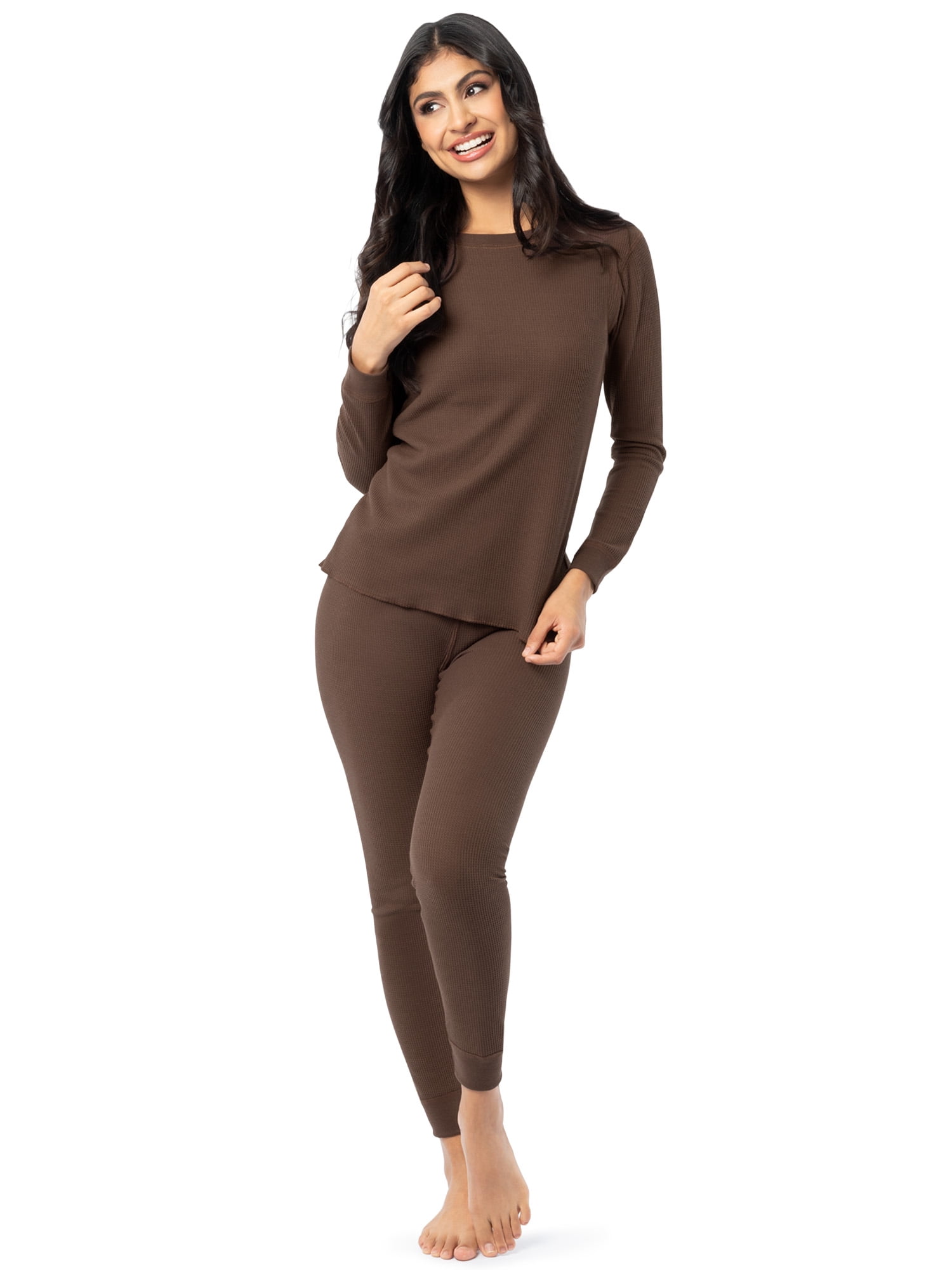 Fruit of the Loom Women's Recycled Waffle Thermal Top & Bottom Set, Sizes XS-4XL