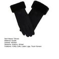 thumbnail image 5 of dianhelloya Letter Logo Anti-slip Windproof Solid Color Suede Gloves Women Winter Fluffy Cuffs Driving Gloves 1 Pair Pink, 5 of 8