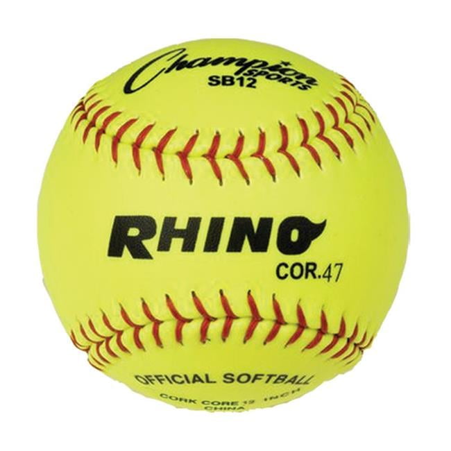 12 in. Synthetic leather Cover Softball, Optic Yellow & Red