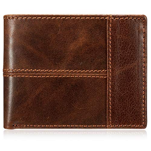 Wallets for women,genuine leather womens wallets, Men's Classic Vintage Brown Genuine Premium Leather Handmade Bifold Zipper Card Wallet - image 4 of 7