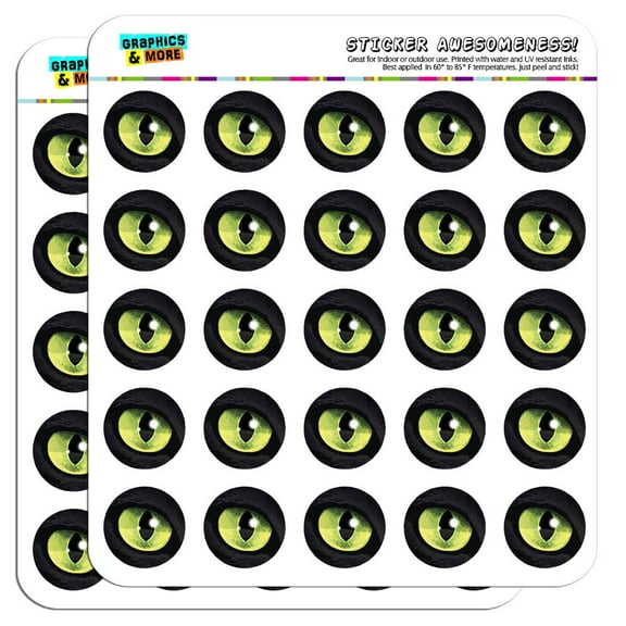 Cat Green Eye 1" Scrapbooking Crafting Stickers