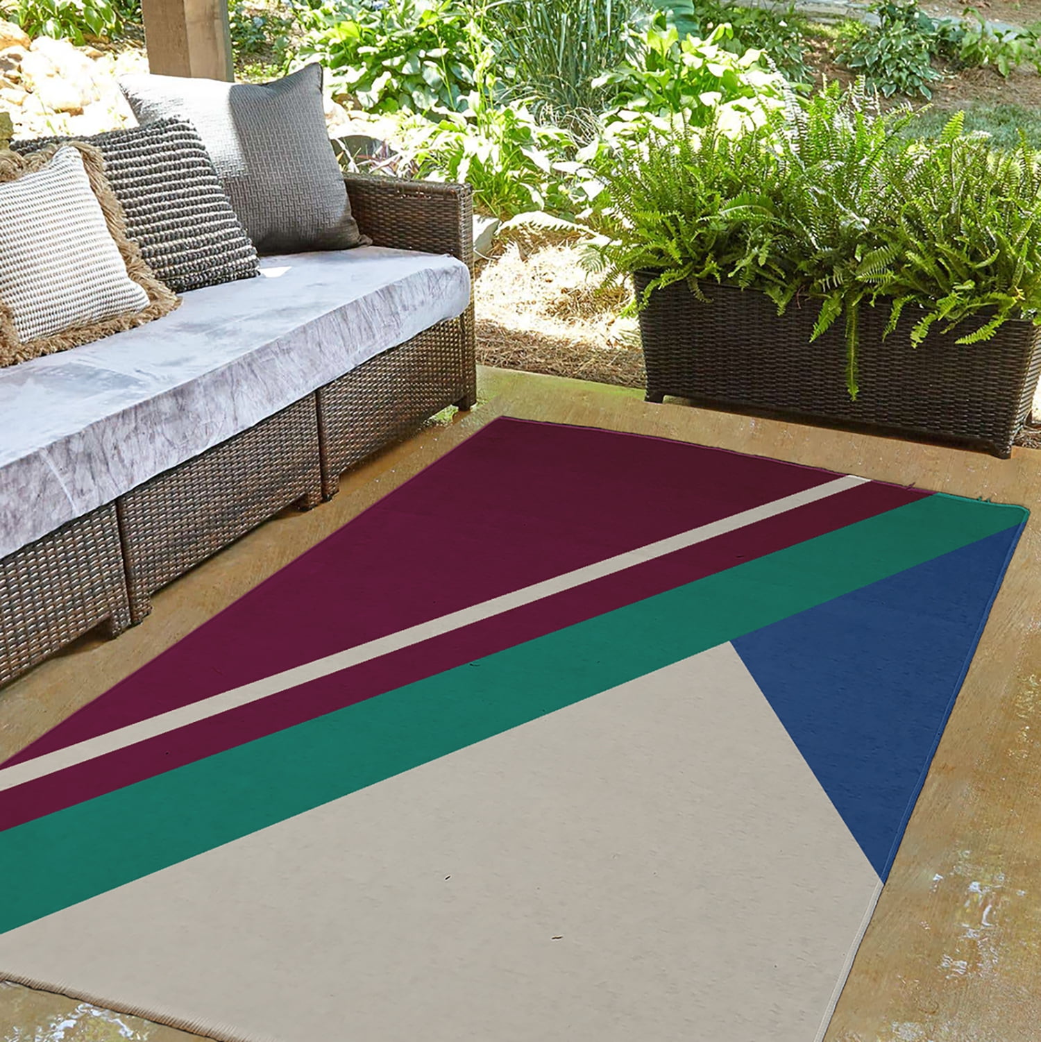 3' x 5' Simply Daisy Bold Shapes Modern & Contemporary Chenille Area Rug, Maroon Red