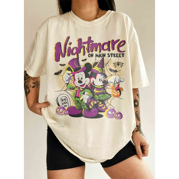 Mickey and Minnie Nightmare On Main Street T-Shirt, Mickey Not So Scary Halloween Party 2025 Shirt