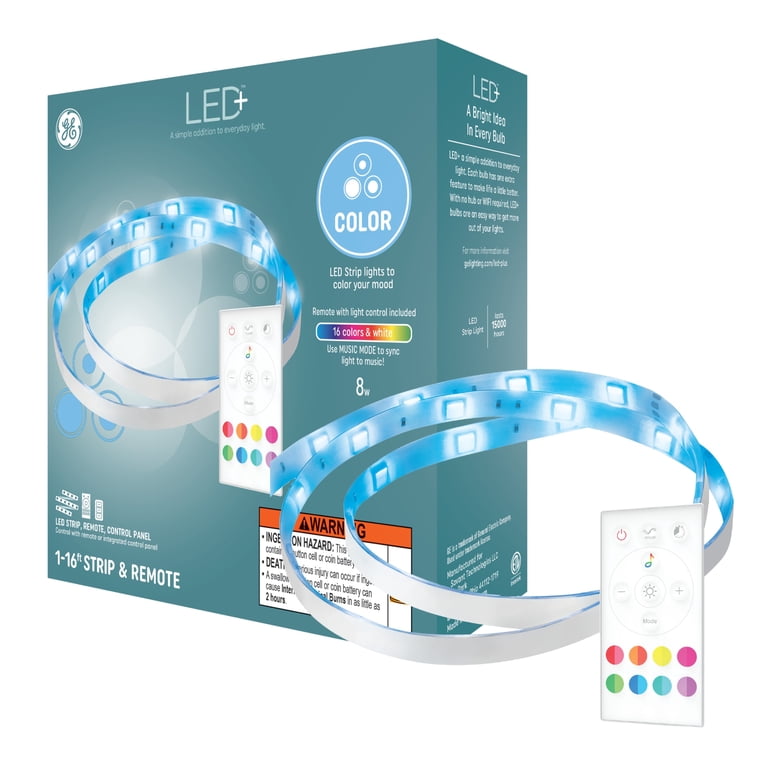 GE LED+ Color Changing LED Light Strip, 16ft with Remote photo 1