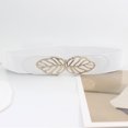 thumbnail image 4 of ZHENHONG Buckle Belt for Women Vintage Wide Elastic Waistband Elastic Dress Belt with Leaves Decorative Buckle Women's Accessories Belt White, 4 of 4
