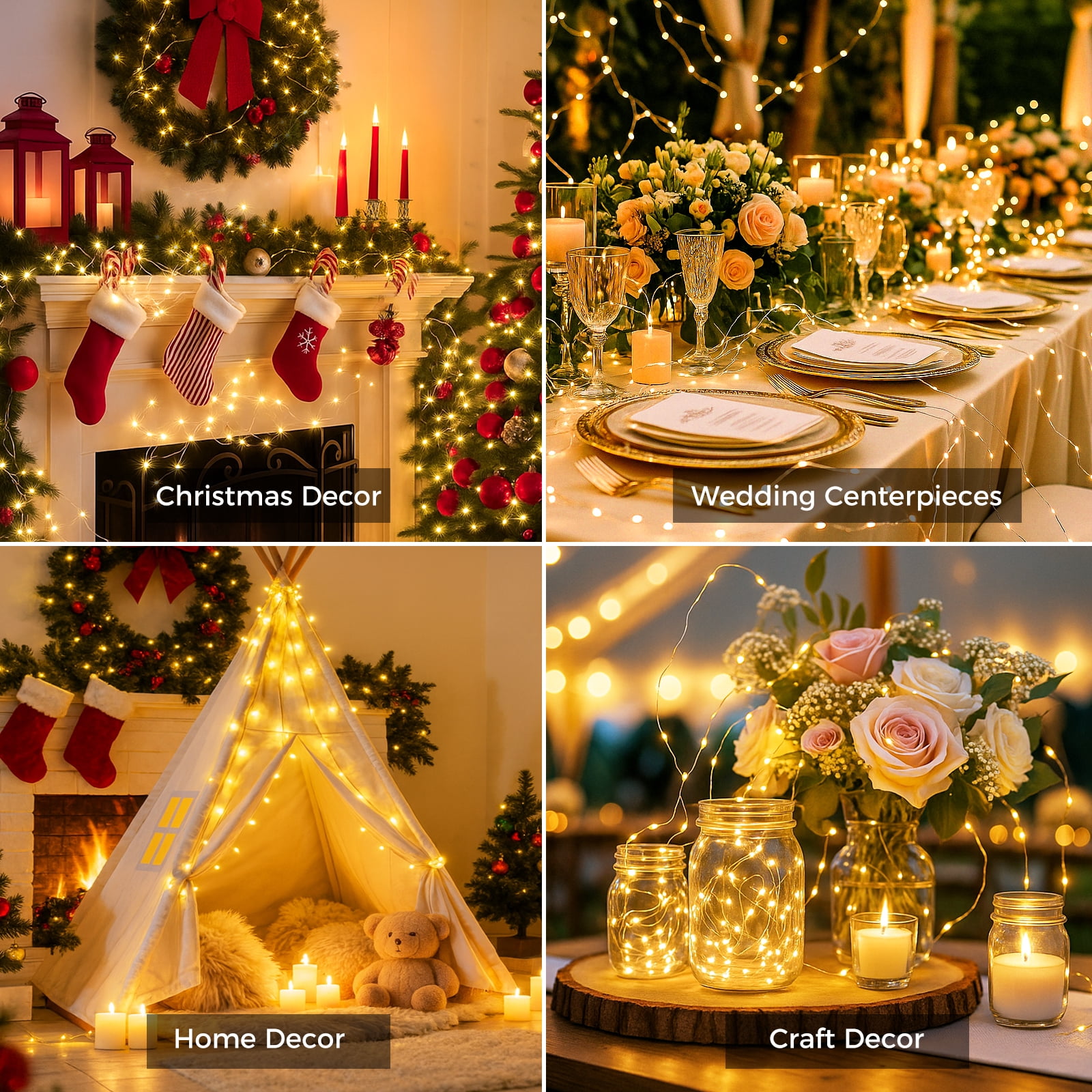 20 Pack Battery Operated Fairy Lights 7ft 20LED with 3 Modes, Waterproof Twinkle Lights for Mason Jars Wedding Centerpieces DIY Christmas Decor, Yellow