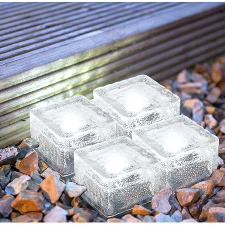 Tecbox Solar Garden Brick Light Creative Ice Cube Lights Color Tecbox Solar Garden Brick Light Creative Ice Cube Lights Color Changing Waterproof Led Frosted Glass