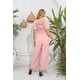 thumbnail image 5 of Love Welove Moda Mujer Floral Manga corta Cintura alta Pantalones de pierna ancha Casual Suelto Reunido Mono Sólido PinkXX-Large, 5 of 5