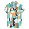 thumbnail image 1 of Camisas De Lino Para Hombre Camisa informal con estampado de hawaii para hombre, blusa de manga corta con cuello vuelto (Mint Green, S), 1 of 7