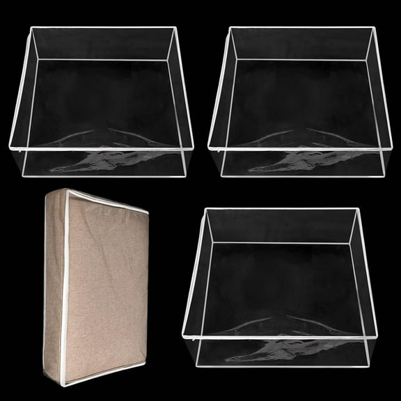 3Pcs 28x28x9 Inch Plastic Sofa Seat Cushion Covers, PVC Waterproof Couch Covers, Furniture Sofa Seat Slipcover for Against Cat Dog Clawing Scratching(Clear)