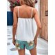 thumbnail image 2 of Conjunto casual de verano de 2 piezas para mujer sin mangas y pantalones cortos con cinturón floral White and Green M White and Green M Xishao ropa, 2 of 2
