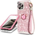 thumbnail image 7 of Compatible with iPhone 15 Pro Max Case, Nagebee Full Body Protection with [Built-in Screen Protector]/Camera Lens Protector/Diamond Wrist Strap Lanyard/Ring Holder, Shockproof Bumper Case (Rose Gold), 7 of 7
