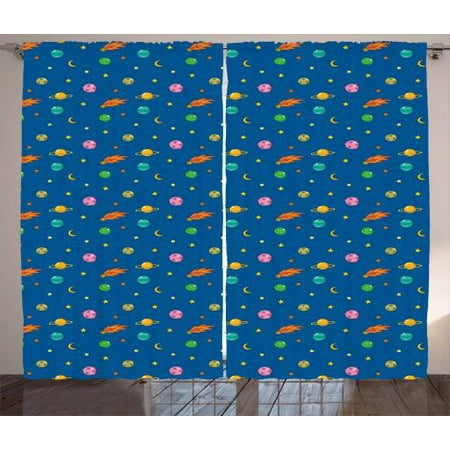 Outer Space Curtains 2 Panels Set, Alien Planets Shooting ...