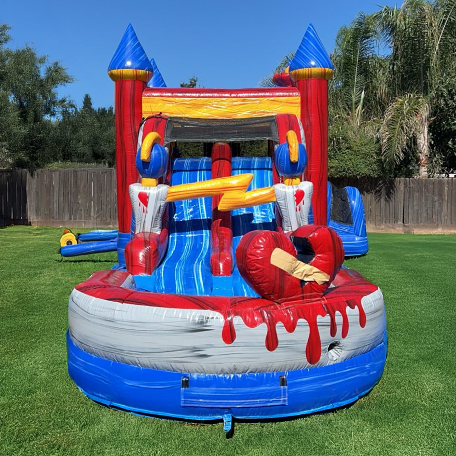 JumpOrange Queen Commercial Grade Double Lane Water Slide with Removable Pool for Kids and Adults (with Blower)
