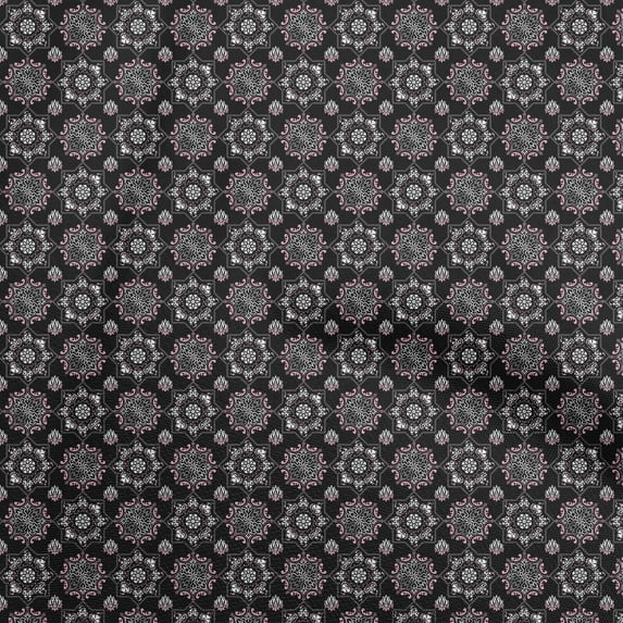 oneOone Cotton Jersey Black Fabric Asian Suzani Fabric For Sewing Printed Craft Fabric By The Yard 58 Inch Wide