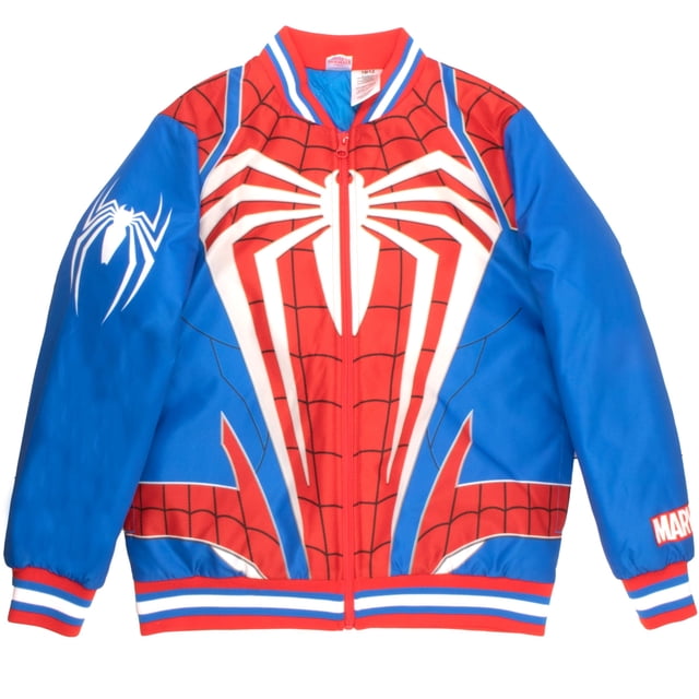 Chaqueta Marvel Spiderman Varsity Bomber para niños azul talla 8