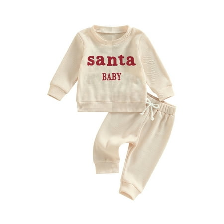 

Baby Christmas Clothes Letter Embroidery Long Sleeve Sweatshirt Pants