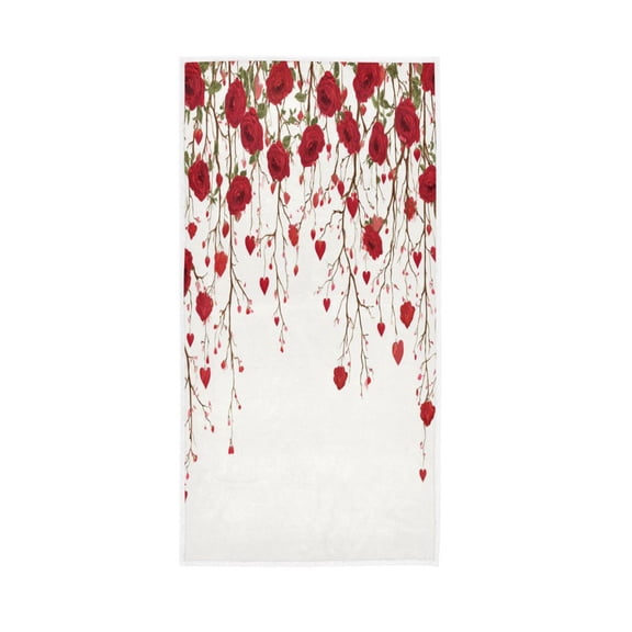 Towel 30x15 Inch Face Towel Hand Towel Bath Towels Hand Bath Towels Single-Sided Printed Towels, Lightweight, Breathable and Absorbent Red Rose Pattern