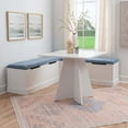 thumbnail image 2 of Linon Cleo 3 Pce Blue Upholstered Storage Nook Set & Square Table in White Wood, 2 of 17