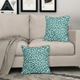 Teal Leopard Print Pillow Covers 16x16 Set of 2 Cheetah Animal Pattern