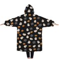 thumbnail image 2 of Oversized Wearable Blanket Hoodie,Halloween Ghosts Pumpkins and Spider Webs Sherpa Blanket Hoodie with Super Pockets,Super Warm Fuzzy Pullover for Women & Men, 2 of 6