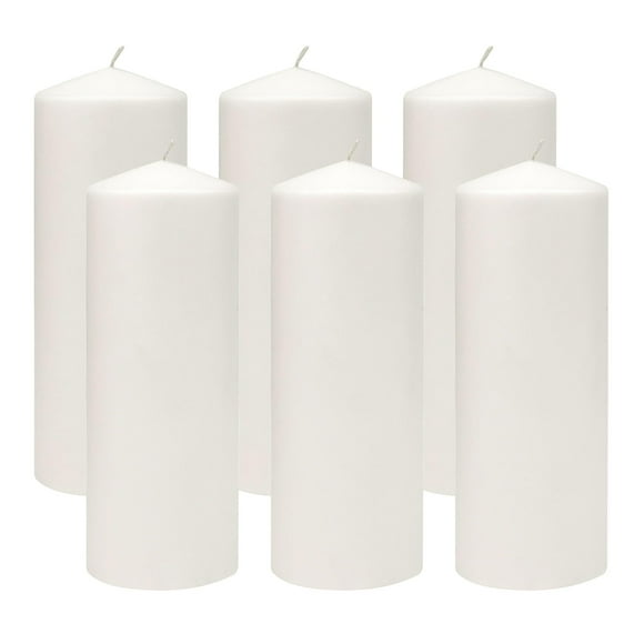 Pillar Candles Stonebriar, blanco sin perfume, 80 horas de combustión, 3 x 8 unidades, paquete de 6
