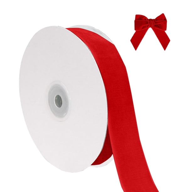 Cinta de terciopelo navideña para envolver adornos de árbol de Navidad, 1 pulgada de ancho, 10 yardas en total, tejido fino para invitaciones de boda