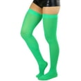 thumbnail image 3 of ToBeInStyle Women's Nylon Thigh High Schoolgirl Opaque Stockings- KELLY GREEN - OSR, 3 of 7