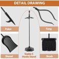 thumbnail image 4 of 5-Piece Fireplace Tools Set Black Handle Wrought Iron Large Fire Tool Set and Holder for Indoor/Outdoor Use, 4 of 6