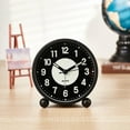 thumbnail image 4 of 4" Night Light Analog Alarm Clock Silent Non Ticking, Simple Metal Round Luminous Alarm Clock, Portable Vintage Retro Analog Alarm Clock For Home Bedroom Bedside Table Desk, 4 of 6