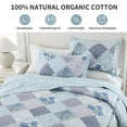 "DDUOXIN King Quilt Set 100 Cotton, Patchwork Plaid in Blue/Purple/Gray, Reversible, 98""x106